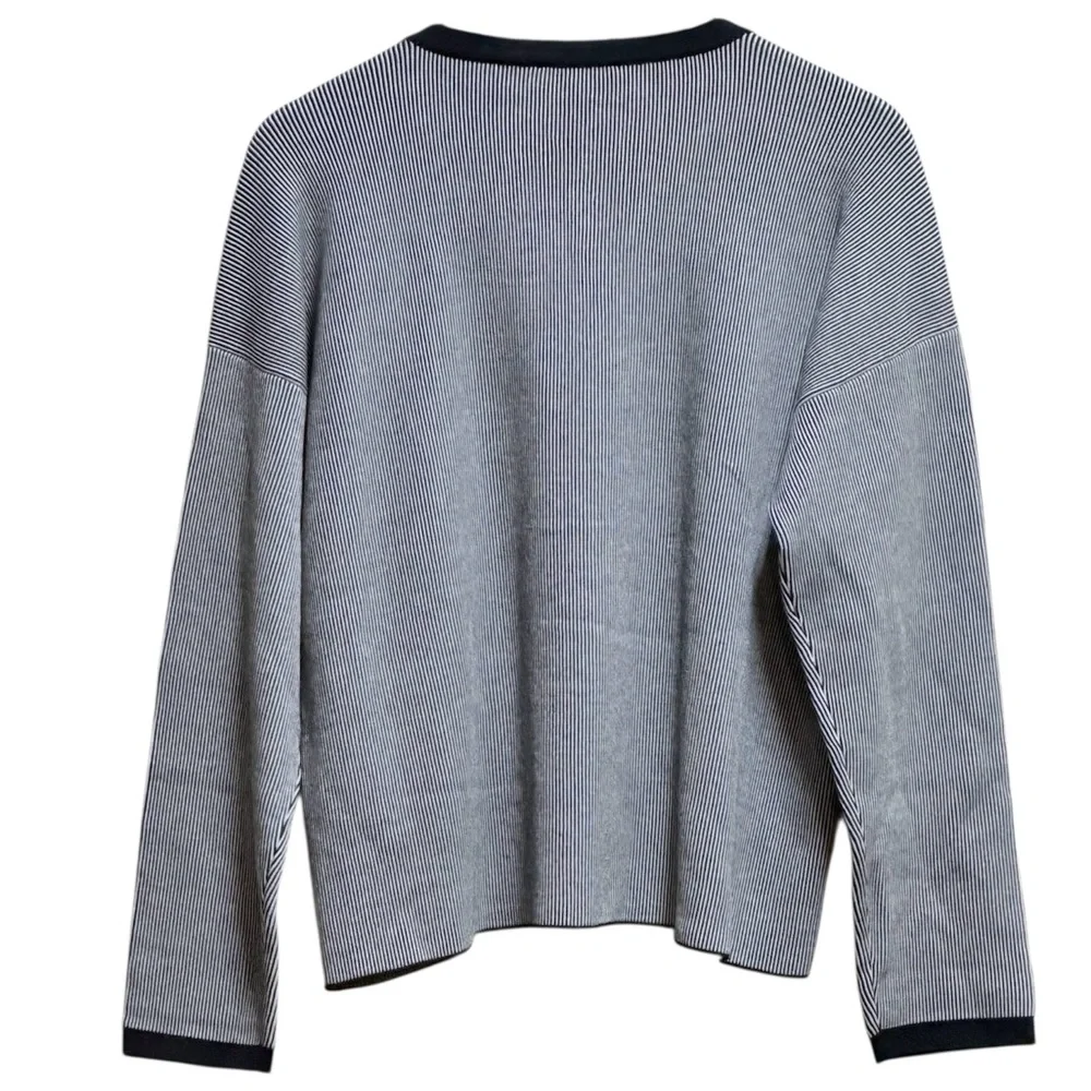 Eileen Fisher Mens Ringer Grey Black Pullover Sweater Size L
